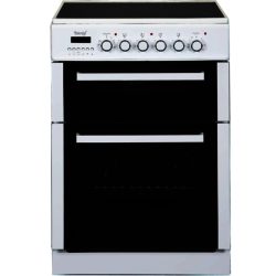 Teknix TK60DCW 60cm Twin Cavity Electric Ceramic Cooker in White